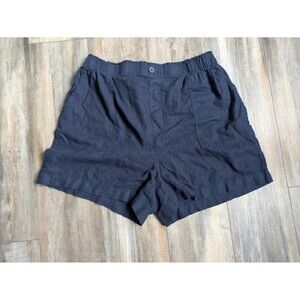 LOFT Shorts Linen Blend Navy Blue Women's Size Large 4" Inseam Pull On Stretchy